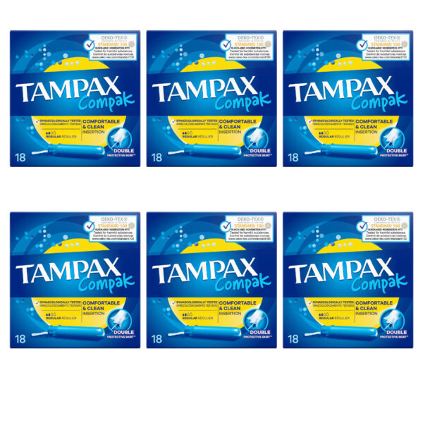 Tampax Compak Regular Pack Ahorro 6 x 18 tampones