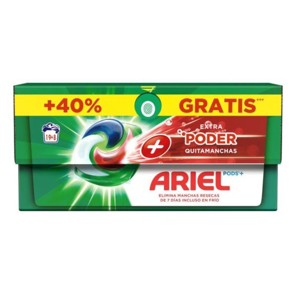 Ariel Pods+ Extra Poder Quitamanchas Detergente en cápsulas Caja con 27 cápsulas