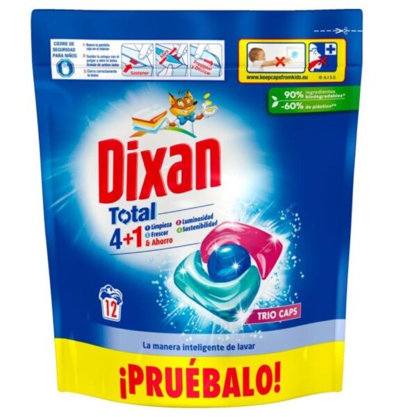 Dixan Adiós al Separar Total 4+1 Detergente en Cápsulas (Bolsa de 12 Cápsulas)