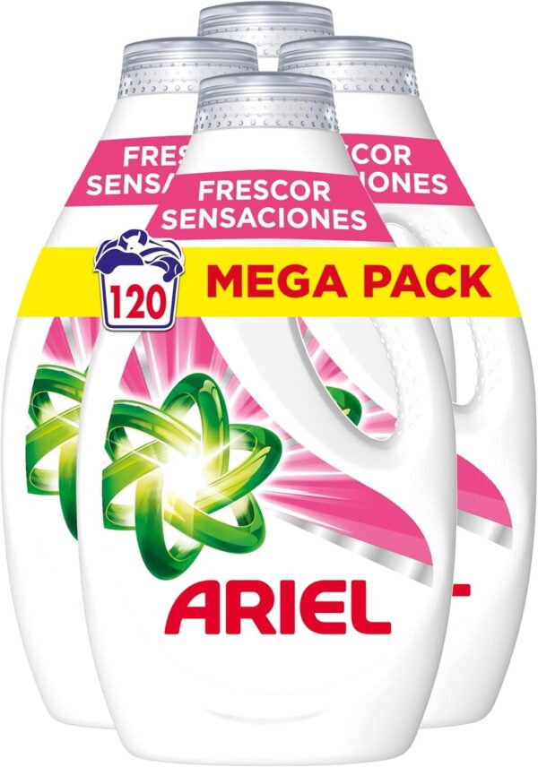 Ariel Detergente Lavadora Líquido Frescor Sensaciones - 120 Lavados (4x30)