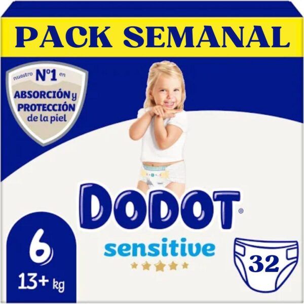 Dodot Pañales Bebé Sensitive Talla 6 (+13 kg) Pack de 32 Pañales