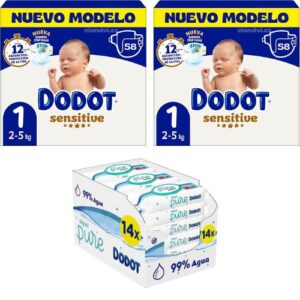 Pack Ahorro Dodot sensitive talla 1 dodot aqua pure