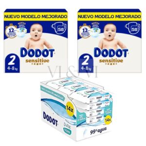 PAÑALES TALLA 2 DODOT SENSITIVE PACK AQUA PURE