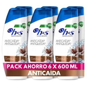 H&S Anticaída Champú Anticaspa con Cafeína Pack Ahorro 6 x 600 ml