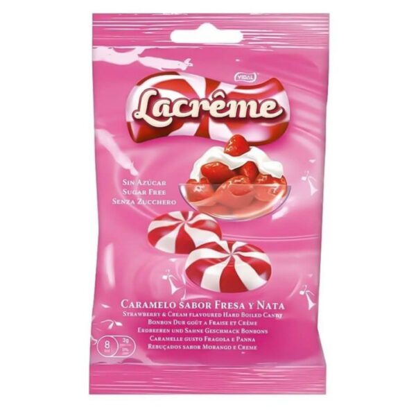 Vidal caramelos LaCreme Fresa Nata sin Azúcar bolsa 900gr, 300 caramelos