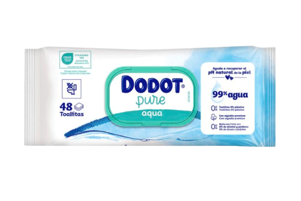 Dodot Caja con 18 paquetes de Toallitas 17 x 54 Toallitas Dodot Básico + 1 x 48 Toallitas Dodot Aqua Pure - Imagen 2