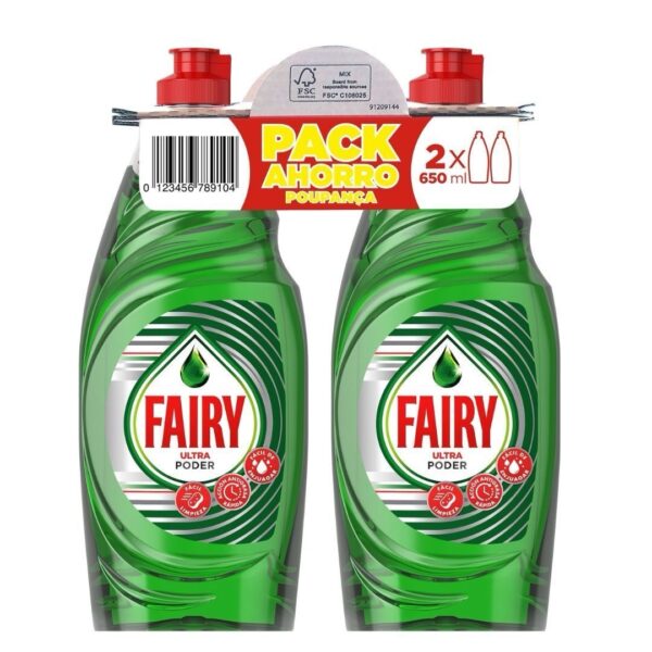 Fairy Ultra Poder Lavavajillas a Mano 2 botellas x 650ml