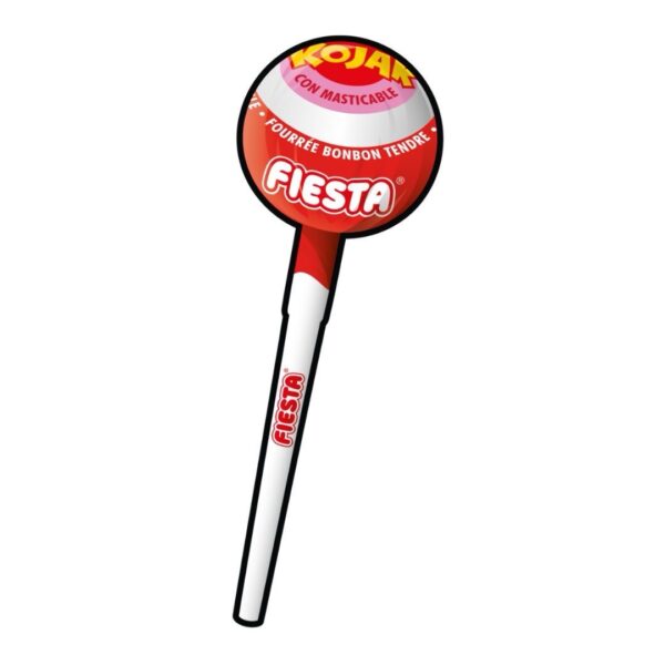 KOJAK Lolipop Caramelo con Palo Sabor Cereza Relleno de Masticable de Fresa Caja de 100 - Imagen 3