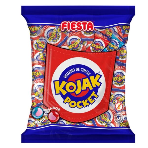 Kojak Pocket Cereza 200 unidades: Caramelos rellenos de chicle sabor cereza