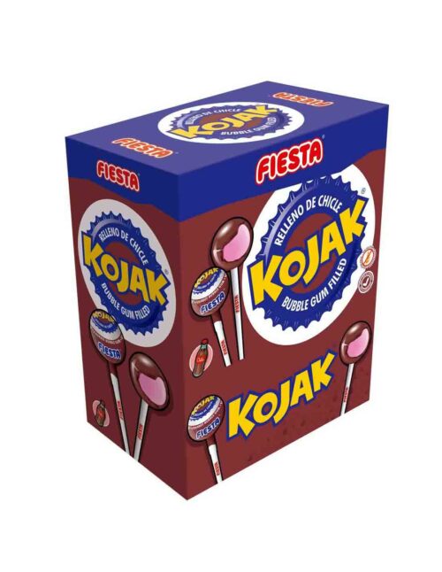 Kojak Cola Caramelo con Palo Relleno de Chicle Caja de 100