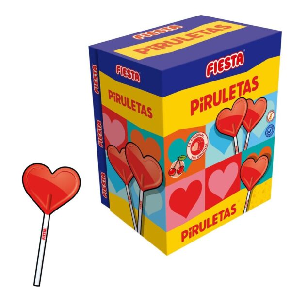 Fiesta Piruleta Corazón Cereza Caja de 20 unidades