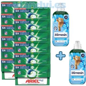 pack detergente y suavizante ariel mimosin