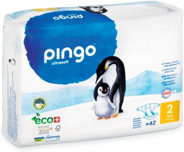 Pingo Pañales Ecológicos Talla 2 (3-6kg) Pack de 42 pañales - Imagen 2