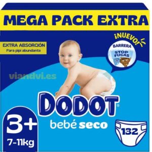 DODOT EXTRA TALLA 3+ 132 PAÑALES