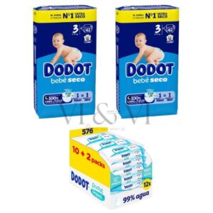 dodot bebé seco talla 3 con dodot aqua pure