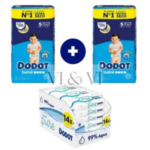 pack dodot bebé seco talla 5 con dodot aqua pure