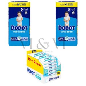 pack dodot bebé seco talla 5 con dodot aqua pure