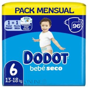 DODOT BEBÉ SECO TALLA 6 CAJA 96 PAÑALES