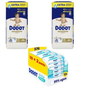 Dodot Sensitive 4+ extra absorción con toallitas Aqua Pure