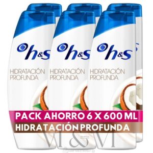 H&S hIDRATACIÓN pROFUNDA Champú Anticaspa Pack Ahorro 6 x 600 ml