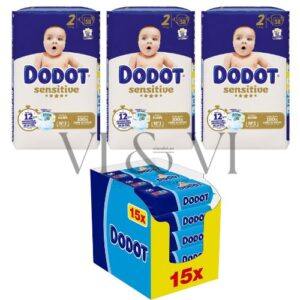 pack pañales y toallitas dodot sensitive y dodot azules