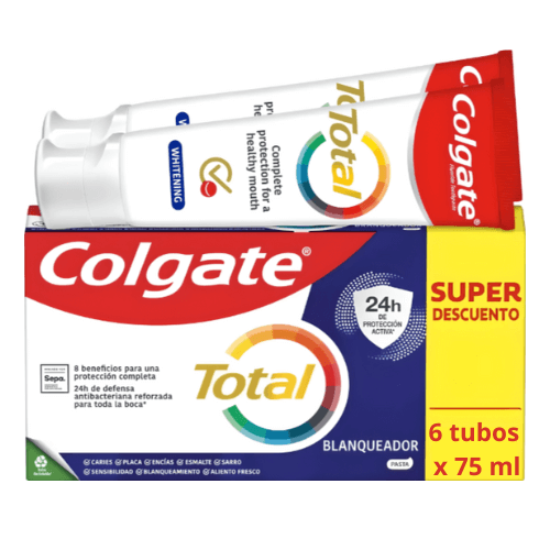 Colgate Total Blanqueador 75ml Pack Ahorro 6 Unidades
