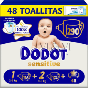 Dodot Sensitive Pack Recién Nacido Talla 1 y 2 + Toallitas
