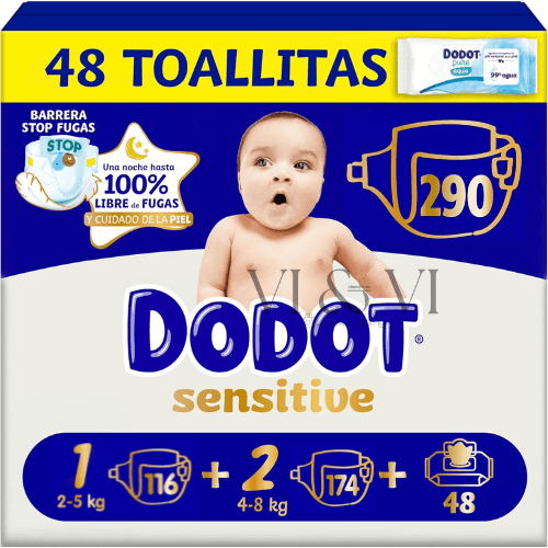 Dodot Sensitive Pack Recién Nacido Talla 1 y 2 + Toallitas