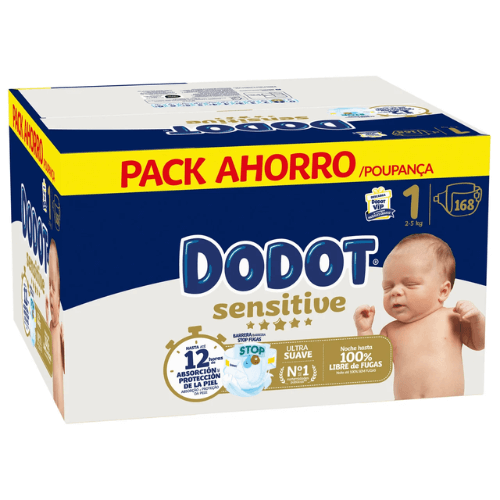 Dodot Sensitive Talla 1 (2-5kg) Caja de 168 Pañales