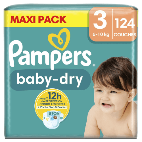 pampers baby dry talla 3 maxi pack 124 pañales
