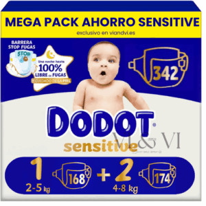 Dodot Sensitive Talla 1 y 2 Pack Ahorro 342 Pañales