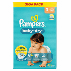 PAMPERS BABY DRY TALLA 3 GIGA PACK 150 PAÑALES