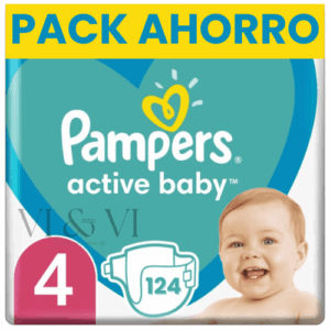 Pampers Active Baby Talla 4 Pack Ahorro 124 Pañales (9-14 kg)