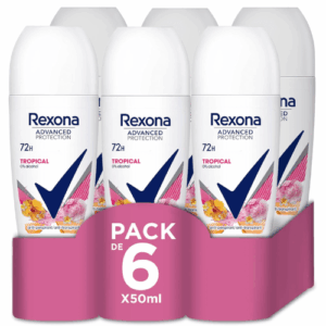 rexona tropical desodorante roll on pack 6 x 50ml