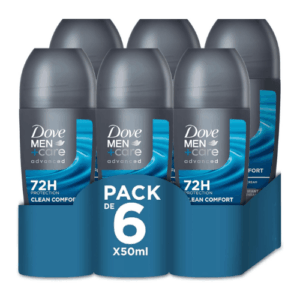 Dove Men Clean Comfort Desodorante Roll On Pack 6 x 50 ml