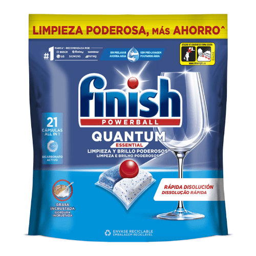 Finish Quantum Essential 21 Cápsulas Limpieza y Brillo