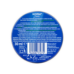 Nivea Azul Lata 30ml Trasera