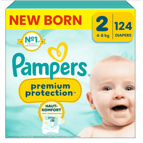 pampers premium protection talla 2 caja de 124 pañales