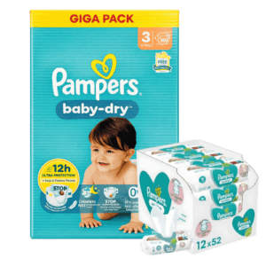 Pampers Baby-Dry Talla 3 Pañales + Toallitas Sensitive
