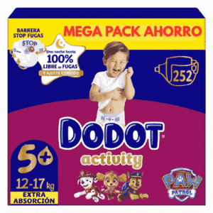 Dodot Activity Talla 5 Extra Absorcion Mega Pack Ahorro 252 Panales 12 17kg