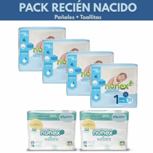 Nunex Recién Nacido Talla 1 Pack Pañales y Toallitas