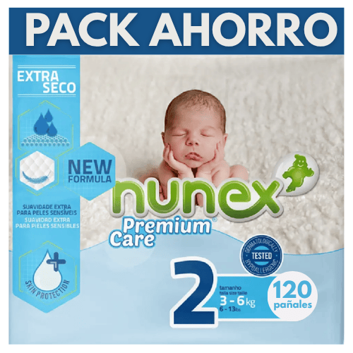 Nunex premium care talla 2 pack ahorro 120 pañales