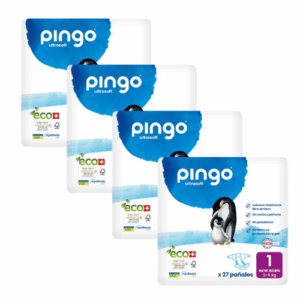 Pingo Pañales Ecológicos Talla 1 (2-5kg) Pack 4 x 27 pañales